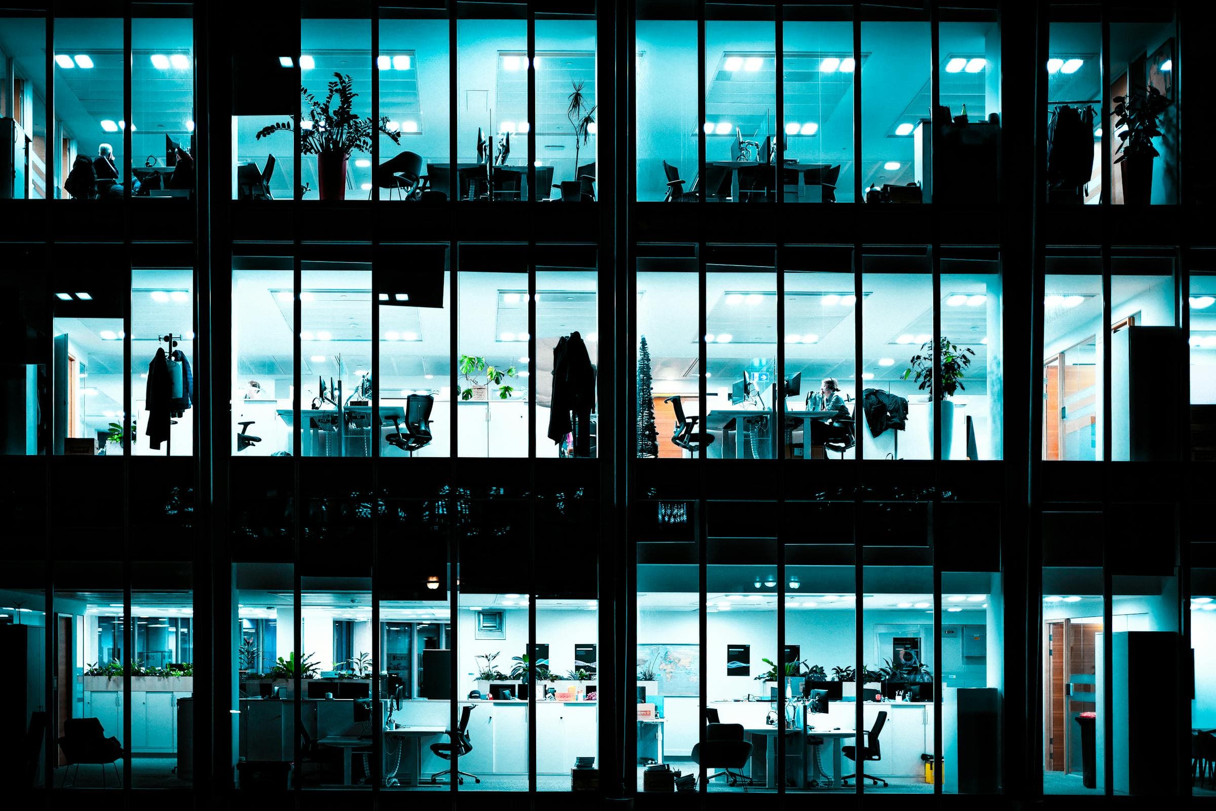 Data center at night — built for the organizations that cannot fail