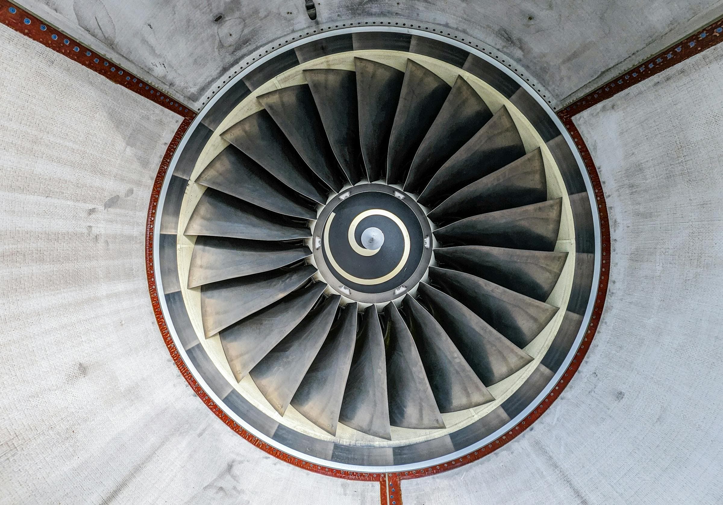 Gas turbine fan blades showing precision engineering